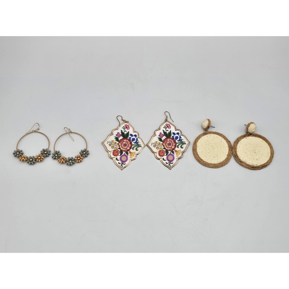 Unbranded Statement Earring Bundle Womens OS Multicolor‎ Excellent Floral Raffia